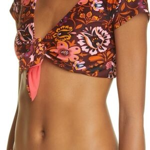 LA DOUBLE J Selva Bow Reversible Print Bikini (TOP ONLY)